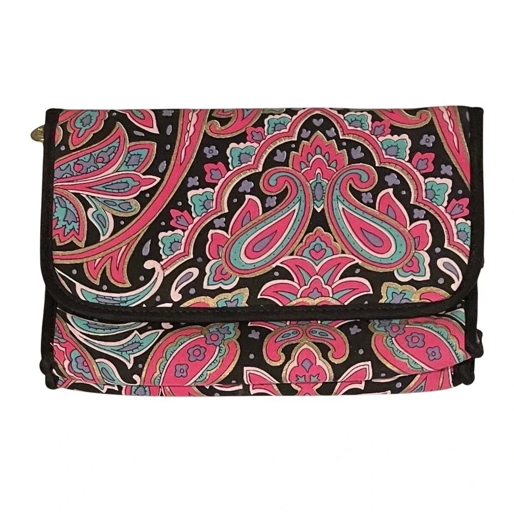 Mary Kay Pink Teal Paisley Cosmetic Bag Travel Makeup Organizer Mirror Travel